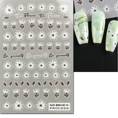 3D nagu mākslas uzlīmes Jauni īpaši plānas šampanieša krāsas ziedi zaļas lapas lipīgās slīdnes Nagu uzlīmes dekorācijas manikīram