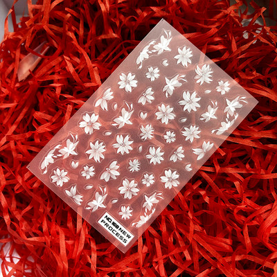 3D nagu mākslas uzlīmes Jauni īpaši plānas šampanieša krāsas ziedi zaļas lapas lipīgās slīdnes Nagu uzlīmes dekorācijas manikīram