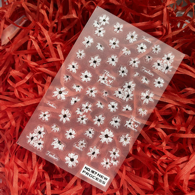 3D nagu mākslas uzlīmes Jauni īpaši plānas šampanieša krāsas ziedi zaļas lapas lipīgās slīdnes Nagu uzlīmes dekorācijas manikīram