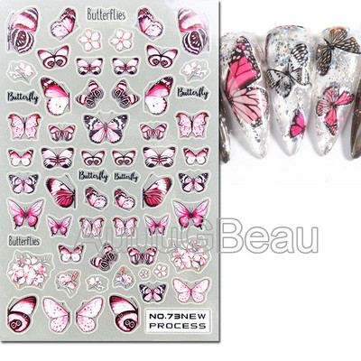 3D nagu mākslas uzlīmes Jauni īpaši plānas šampanieša krāsas ziedi zaļas lapas lipīgās slīdnes Nagu uzlīmes dekorācijas manikīram