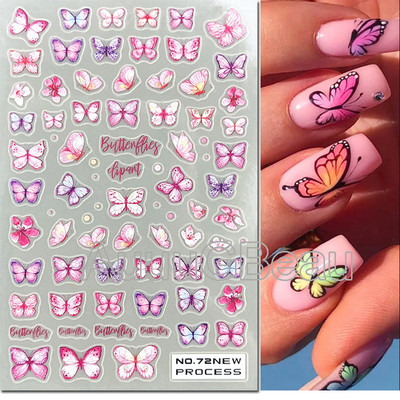 3D nagu mākslas uzlīmes Jauni īpaši plānas šampanieša krāsas ziedi zaļas lapas lipīgās slīdnes Nagu uzlīmes dekorācijas manikīram