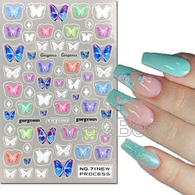 3D nagu mākslas uzlīmes Jauni īpaši plānas šampanieša krāsas ziedi zaļas lapas lipīgās slīdnes Nagu uzlīmes dekorācijas manikīram