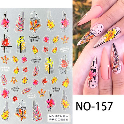 3D nagu mākslas uzlīmes Jauni īpaši plānas šampanieša krāsas ziedi zaļas lapas lipīgās slīdnes Nagu uzlīmes dekorācijas manikīram