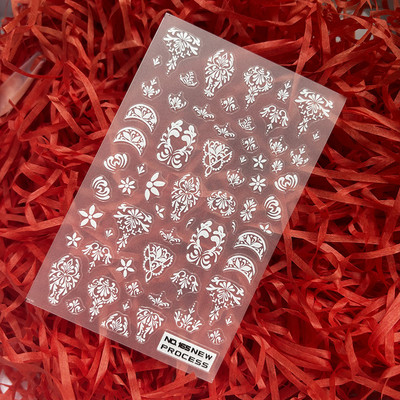 3D nagu mākslas uzlīmes Jauni īpaši plānas šampanieša krāsas ziedi zaļas lapas lipīgās slīdnes Nagu uzlīmes dekorācijas manikīram