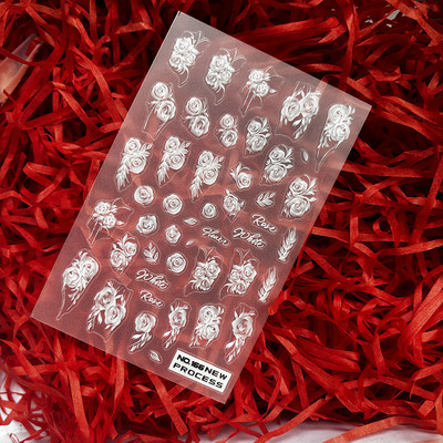 3D nagu mākslas uzlīmes Jauni īpaši plānas šampanieša krāsas ziedi zaļas lapas lipīgās slīdnes Nagu uzlīmes dekorācijas manikīram