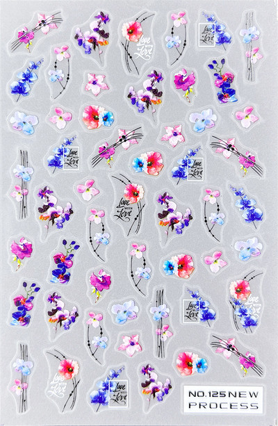 3D nagu mākslas uzlīmes Jauni īpaši plānas šampanieša krāsas ziedi zaļas lapas lipīgās slīdnes Nagu uzlīmes dekorācijas manikīram