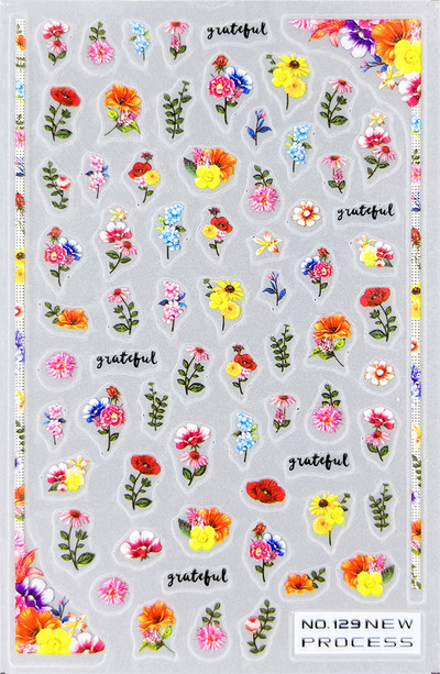 3D nagu mākslas uzlīmes Jauni īpaši plānas šampanieša krāsas ziedi zaļas lapas lipīgās slīdnes Nagu uzlīmes dekorācijas manikīram