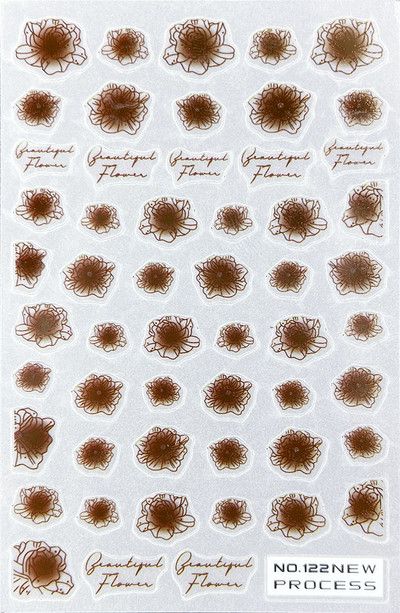 3D nagu mākslas uzlīmes Jauni īpaši plānas šampanieša krāsas ziedi zaļas lapas lipīgās slīdnes Nagu uzlīmes dekorācijas manikīram