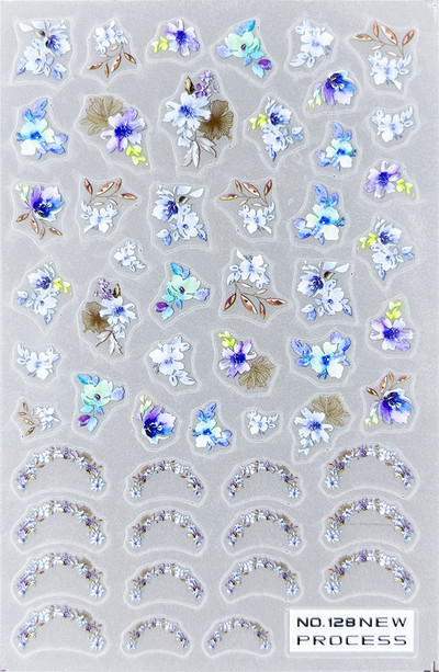 3D nagu mākslas uzlīmes Jauni īpaši plānas šampanieša krāsas ziedi zaļas lapas lipīgās slīdnes Nagu uzlīmes dekorācijas manikīram