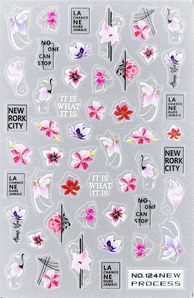 3D nagu mākslas uzlīmes Jauni īpaši plānas šampanieša krāsas ziedi zaļas lapas lipīgās slīdnes Nagu uzlīmes dekorācijas manikīram