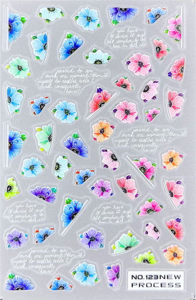 3D nagu mākslas uzlīmes Jauni īpaši plānas šampanieša krāsas ziedi zaļas lapas lipīgās slīdnes Nagu uzlīmes dekorācijas manikīram