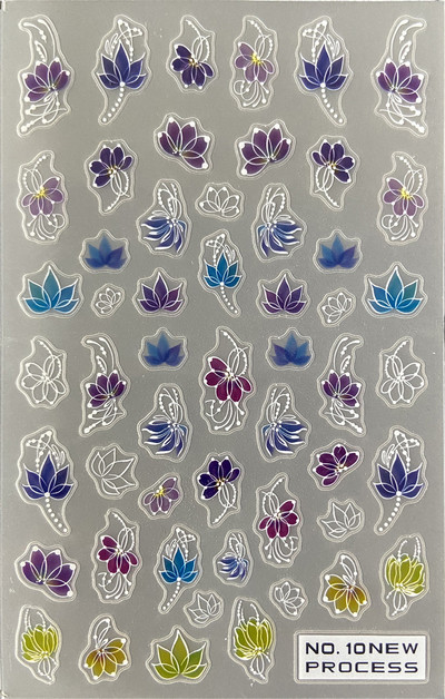 3D nagu mākslas uzlīmes Jauni īpaši plānas šampanieša krāsas ziedi zaļas lapas lipīgās slīdnes Nagu uzlīmes dekorācijas manikīram