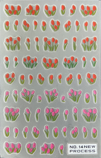 3D nagu mākslas uzlīmes Jauni īpaši plānas šampanieša krāsas ziedi zaļas lapas lipīgās slīdnes Nagu uzlīmes dekorācijas manikīram