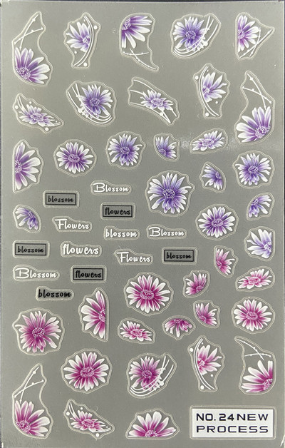 3D nagu mākslas uzlīmes Jauni īpaši plānas šampanieša krāsas ziedi zaļas lapas lipīgās slīdnes Nagu uzlīmes dekorācijas manikīram