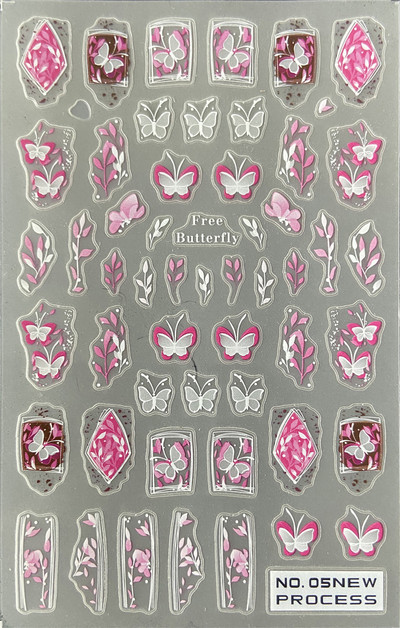 3D nagu mākslas uzlīmes Jauni īpaši plānas šampanieša krāsas ziedi zaļas lapas lipīgās slīdnes Nagu uzlīmes dekorācijas manikīram