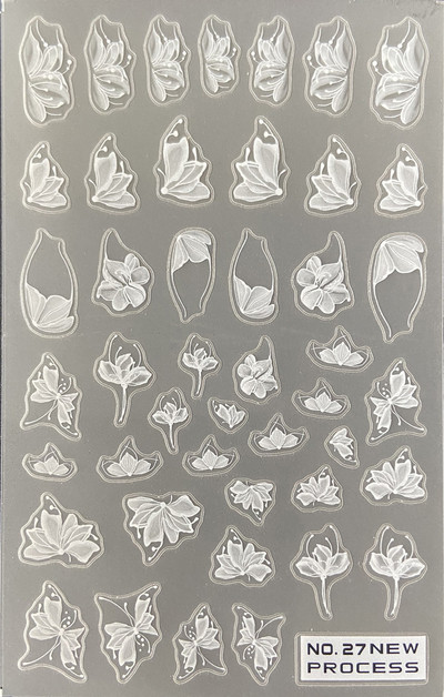 3D nagu mākslas uzlīmes Jauni īpaši plānas šampanieša krāsas ziedi zaļas lapas lipīgās slīdnes Nagu uzlīmes dekorācijas manikīram