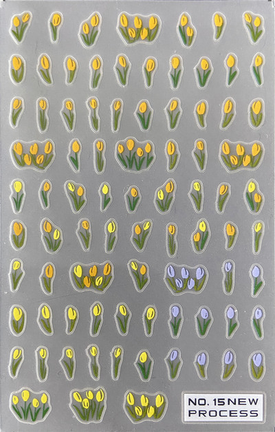 3D nagu mākslas uzlīmes Jauni īpaši plānas šampanieša krāsas ziedi zaļas lapas lipīgās slīdnes Nagu uzlīmes dekorācijas manikīram