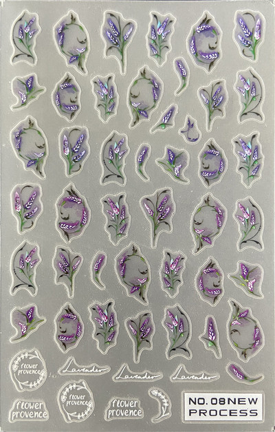 3D nagu mākslas uzlīmes Jauni īpaši plānas šampanieša krāsas ziedi zaļas lapas lipīgās slīdnes Nagu uzlīmes dekorācijas manikīram