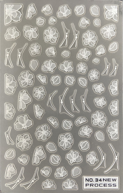 3D nagu mākslas uzlīmes Jauni īpaši plānas šampanieša krāsas ziedi zaļas lapas lipīgās slīdnes Nagu uzlīmes dekorācijas manikīram