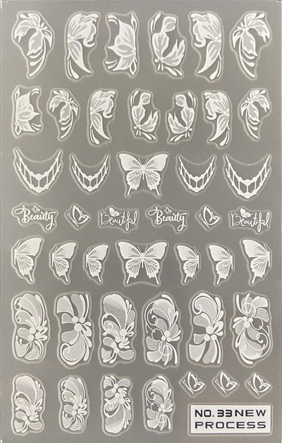 3D nagu mākslas uzlīmes Jauni īpaši plānas šampanieša krāsas ziedi zaļas lapas lipīgās slīdnes Nagu uzlīmes dekorācijas manikīram