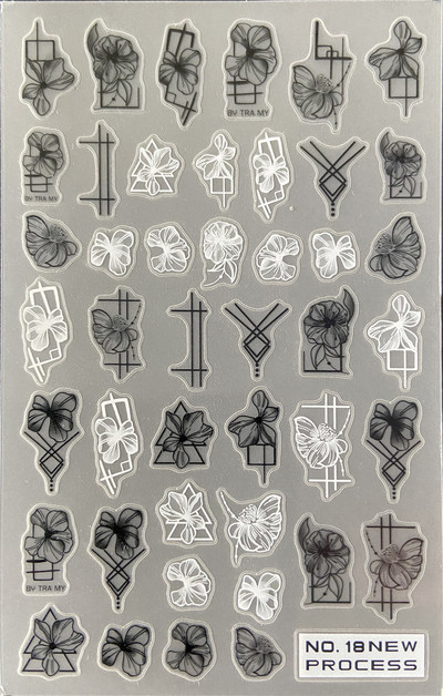 3D nagu mākslas uzlīmes Jauni īpaši plānas šampanieša krāsas ziedi zaļas lapas lipīgās slīdnes Nagu uzlīmes dekorācijas manikīram