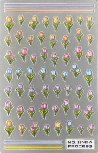 3D nagu mākslas uzlīmes Jauni īpaši plānas šampanieša krāsas ziedi zaļas lapas lipīgās slīdnes Nagu uzlīmes dekorācijas manikīram