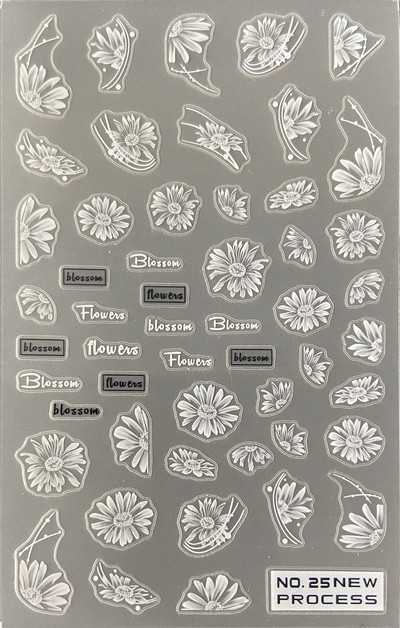 3D nagu mākslas uzlīmes Jauni īpaši plānas šampanieša krāsas ziedi zaļas lapas lipīgās slīdnes Nagu uzlīmes dekorācijas manikīram