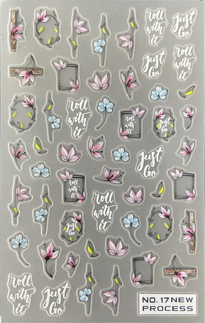 3D nagu mākslas uzlīmes Jauni īpaši plānas šampanieša krāsas ziedi zaļas lapas lipīgās slīdnes Nagu uzlīmes dekorācijas manikīram