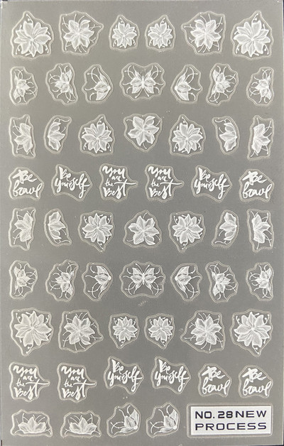 3D nagu mākslas uzlīmes Jauni īpaši plānas šampanieša krāsas ziedi zaļas lapas lipīgās slīdnes Nagu uzlīmes dekorācijas manikīram