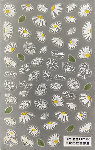 3D nagu mākslas uzlīmes Jauni īpaši plānas šampanieša krāsas ziedi zaļas lapas lipīgās slīdnes Nagu uzlīmes dekorācijas manikīram