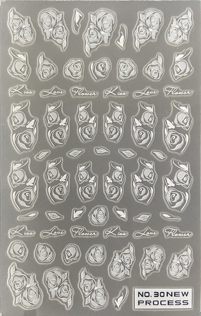 3D nagu mākslas uzlīmes Jauni īpaši plānas šampanieša krāsas ziedi zaļas lapas lipīgās slīdnes Nagu uzlīmes dekorācijas manikīram