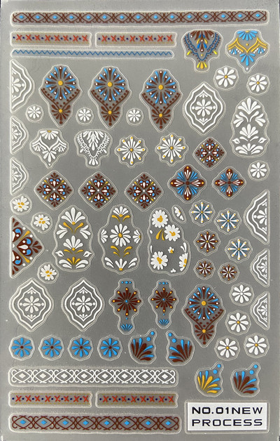 3D nagu mākslas uzlīmes Jauni īpaši plānas šampanieša krāsas ziedi zaļas lapas lipīgās slīdnes Nagu uzlīmes dekorācijas manikīram