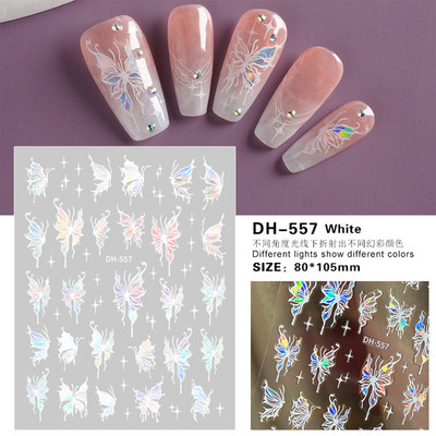 Metalik crni leptir naljepnice za nokte 3D mračni stilski privjesci klizači Čipkana tinta Hvatač snova Mjesec Srce Zvijezda Folija Savjeti za manikuru