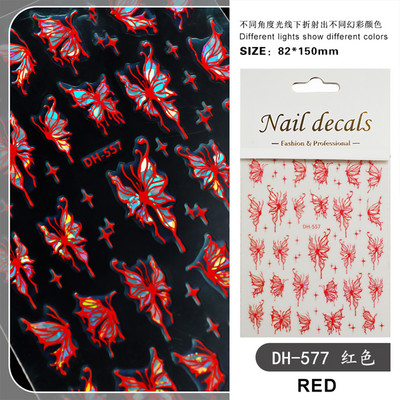 Metalik crni leptir naljepnice za nokte 3D mračni stilski privjesci klizači Čipkana tinta Hvatač snova Mjesec Srce Zvijezda Folija Savjeti za manikuru