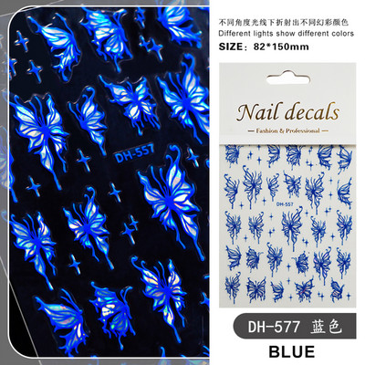 Metalik crni leptir naljepnice za nokte 3D mračni stilski privjesci klizači Čipkana tinta Hvatač snova Mjesec Srce Zvijezda Folija Savjeti za manikuru