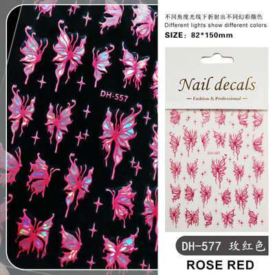 Metalik crni leptir naljepnice za nokte 3D mračni stilski privjesci klizači Čipkana tinta Hvatač snova Mjesec Srce Zvijezda Folija Savjeti za manikuru