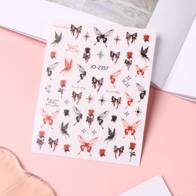 Metalik crni leptir naljepnice za nokte 3D mračni stilski privjesci klizači Čipkana tinta Hvatač snova Mjesec Srce Zvijezda Folija Savjeti za manikuru