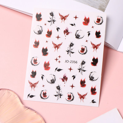 Metalik crni leptir naljepnice za nokte 3D mračni stilski privjesci klizači Čipkana tinta Hvatač snova Mjesec Srce Zvijezda Folija Savjeti za manikuru