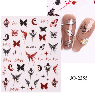 Metalik crni leptir naljepnice za nokte 3D mračni stilski privjesci klizači Čipkana tinta Hvatač snova Mjesec Srce Zvijezda Folija Savjeti za manikuru