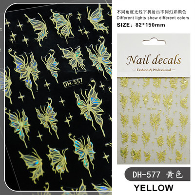 Metalik crni leptir naljepnice za nokte 3D mračni stilski privjesci klizači Čipkana tinta Hvatač snova Mjesec Srce Zvijezda Folija Savjeti za manikuru