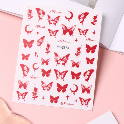 Metalik crni leptir naljepnice za nokte 3D mračni stilski privjesci klizači Čipkana tinta Hvatač snova Mjesec Srce Zvijezda Folija Savjeti za manikuru