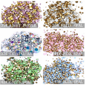 1000 τμχ Μικτά μεγέθη και πολλά χρώματα για να επιλέξετε Point Back Ρητίνη Rhinestones Στρογγυλές χάντρες Glitter για κοσμήματα Κατασκευής DIY Προμήθειες