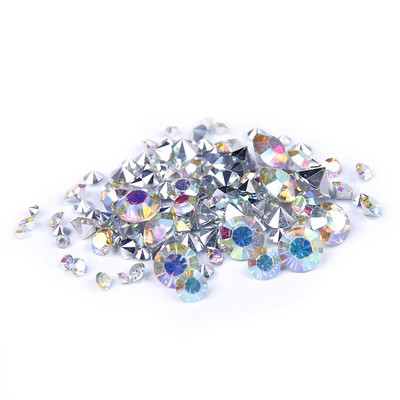 1000 gab. Jaukta izmēra un daudzu krāsu izvēles punkts Atpakaļ Sveķu Rhinestones Apaļas mirdzošas krelles rotaslietu izgatavošanai DIY piederumi