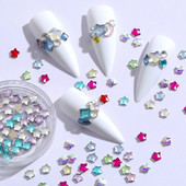 100 komada K9 Fat Star Shaped Diamond 4mm Nail Flat Dno Diamond Bag Paket Nail Water Diamond Star Moon Uljepšavanje noktiju