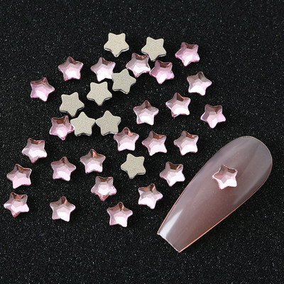 100 komada K9 Fat Star Shaped Diamond 4mm Nail Flat Dno Diamond Bag Paket Nail Water Diamond Star Moon Uljepšavanje noktiju