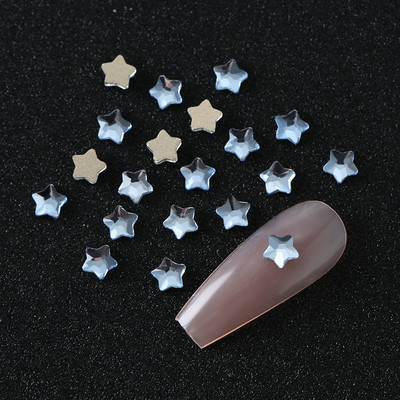 100 komada K9 Fat Star Shaped Diamond 4mm Nail Flat Dno Diamond Bag Paket Nail Water Diamond Star Moon Uljepšavanje noktiju