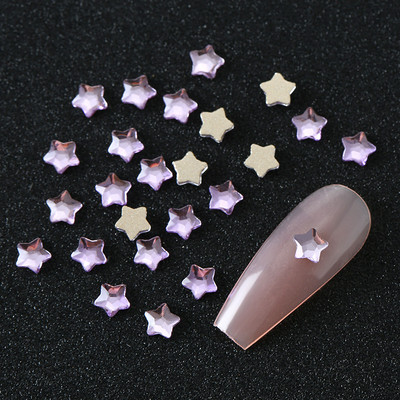 100 komada K9 Fat Star Shaped Diamond 4mm Nail Flat Dno Diamond Bag Paket Nail Water Diamond Star Moon Uljepšavanje noktiju