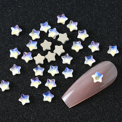 100 komada K9 Fat Star Shaped Diamond 4mm Nail Flat Dno Diamond Bag Paket Nail Water Diamond Star Moon Uljepšavanje noktiju
