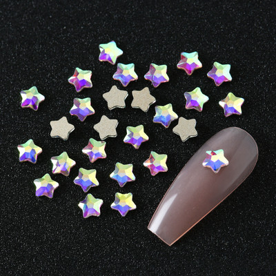 100 komada K9 Fat Star Shaped Diamond 4mm Nail Flat Dno Diamond Bag Paket Nail Water Diamond Star Moon Uljepšavanje noktiju