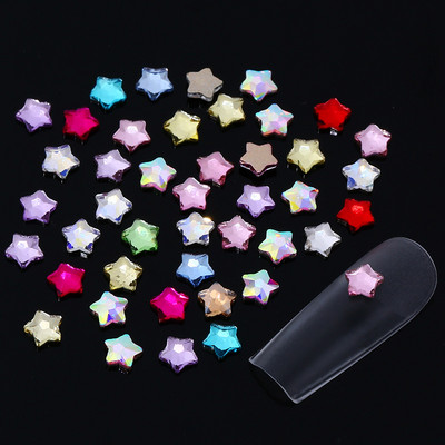 100 komada K9 Fat Star Shaped Diamond 4mm Nail Flat Dno Diamond Bag Paket Nail Water Diamond Star Moon Uljepšavanje noktiju